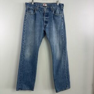 Levis 501 Jeans 35x31 Mens Straight Leg Button Fly Light Wash Denim Faded Y2K